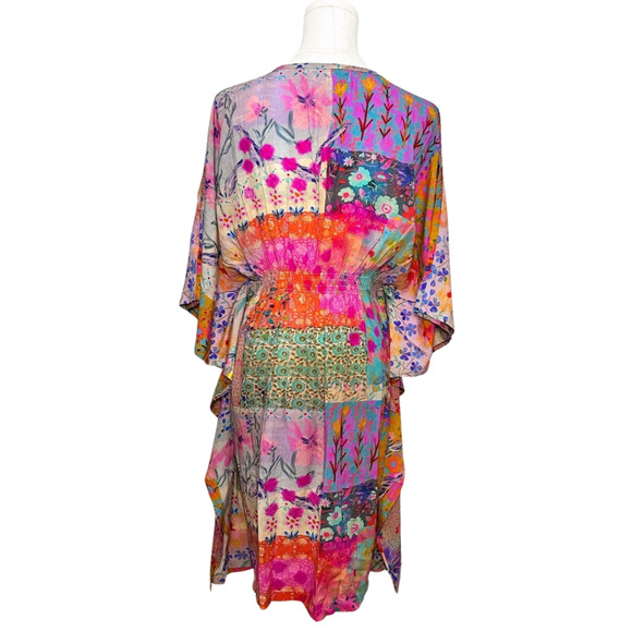 Natural Life NWT Pink Watercolor Patchwork Sanibel Kaftan Mini Dress Small - Picture 5 of 8